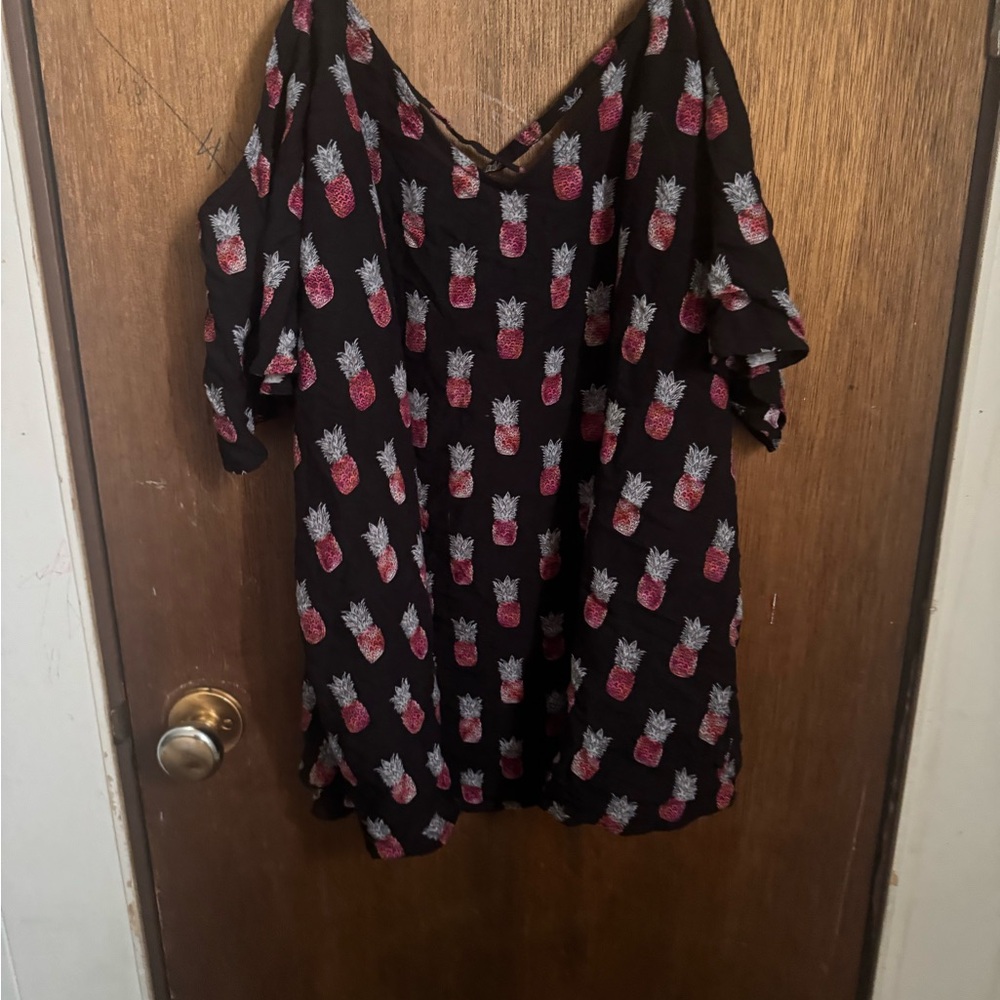 Torrid Black and Pink Boxy Blouse